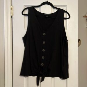 Black front tie top with buttons